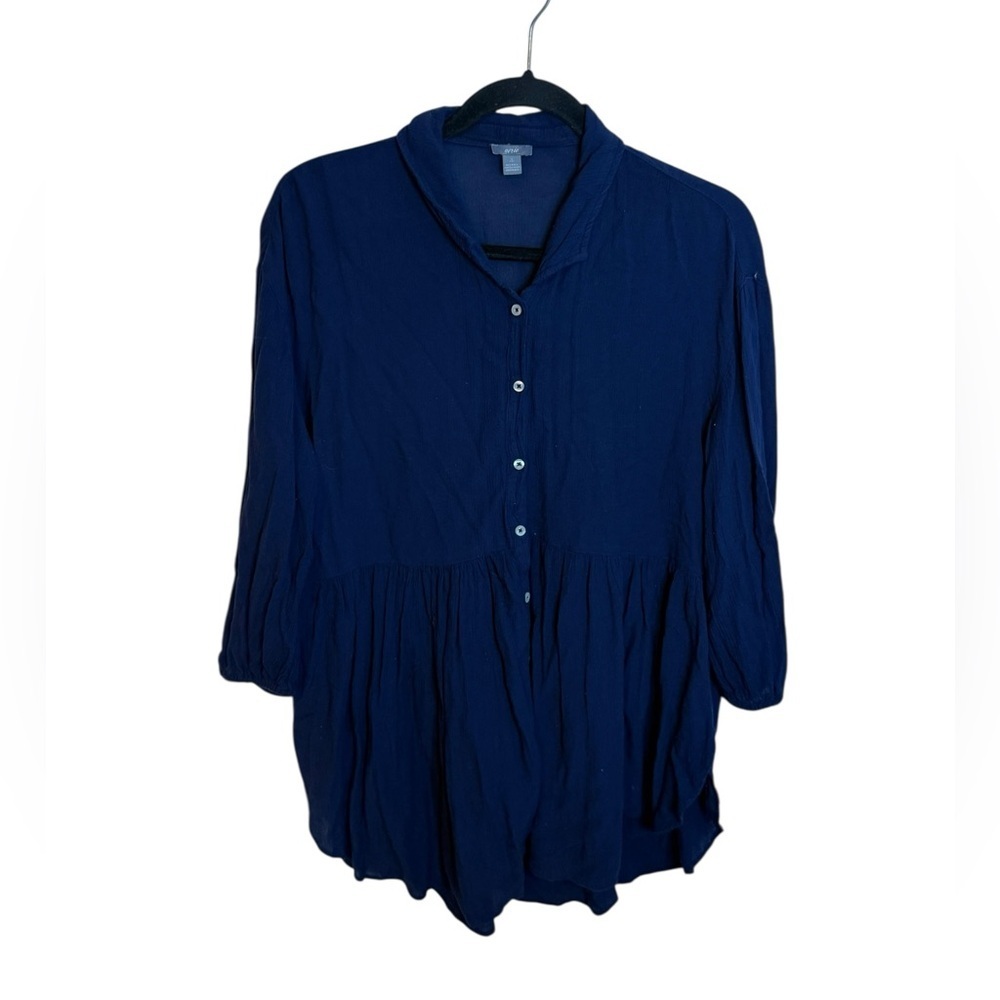 Aerie Navy Blue Gauze Cotton Babydoll Tunic